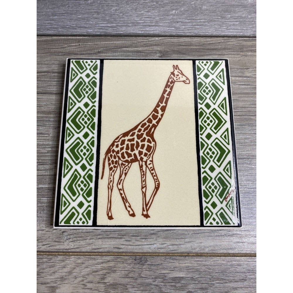Vintage Besheer Art Tile Giraffe USA 6'x6'